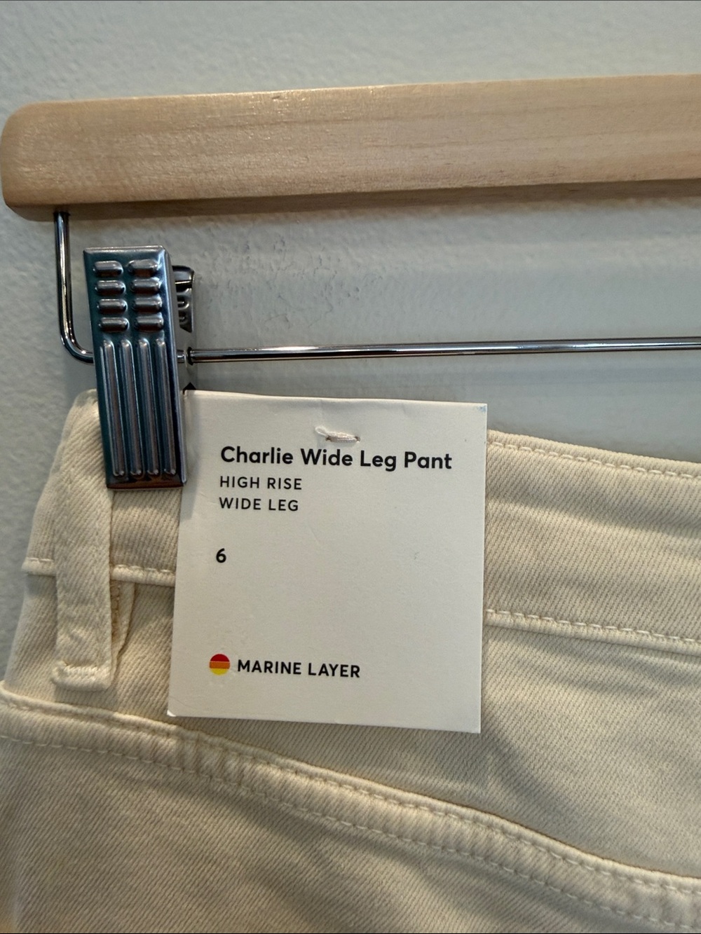 New NWT Marine Layer Charlie Wide Leg Pant High Rise Cream Ivory Size 6 - Picture 6 of 9